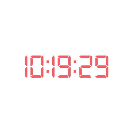LED digital clock number isolated. Electronic figures for counter or calculator mockup interface...