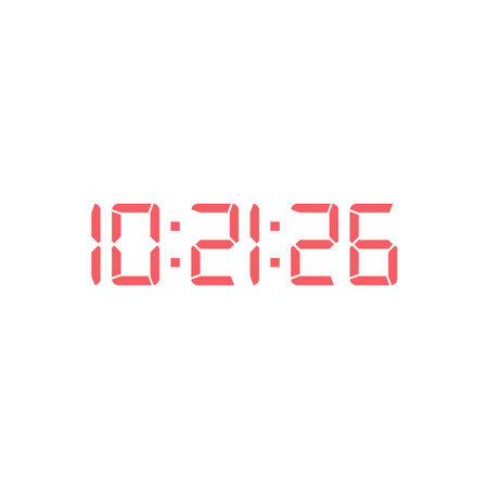 LED digital clock number isolated. Electronic figures for counter or calculator mockup interface...