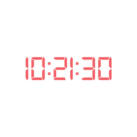 LED digital clock number isolated. Electronic figures for counter or calculator mockup interface...