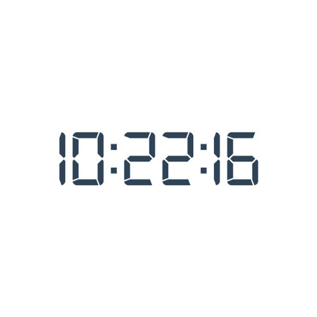 LED digital clock number isolated. Electronic figures for counter or calculator mockup interface...