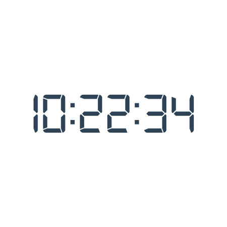 LED digital clock number isolated. Electronic figures for counter or calculator mockup interface...