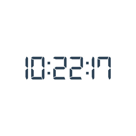 LED digital clock number isolated. Electronic figures for counter or calculator mockup interface...