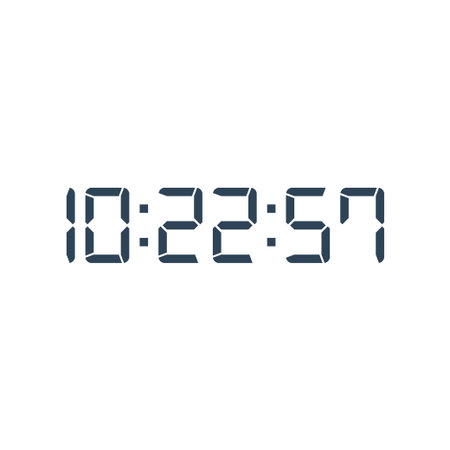 LED digital clock number isolated. Electronic figures for counter or calculator mockup interface...