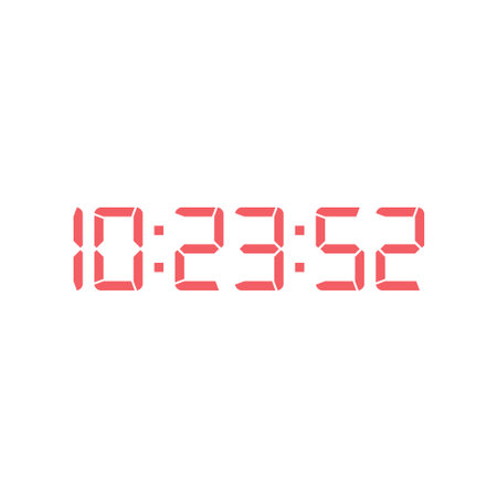 LED digital clock number isolated. Electronic figures for counter or calculator mockup interface...