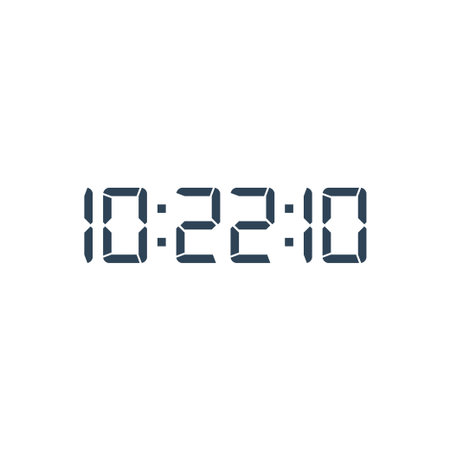 LED digital clock number isolated. Electronic figures for counter or calculator mockup interface...