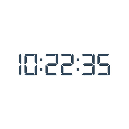 LED digital clock number isolated. Electronic figures for counter or calculator mockup interface...