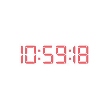 LED digital clock number for counter or calculator mockup design