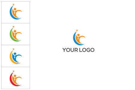 Logo Progress Man Icon Element Template Design Logosのイラスト素材