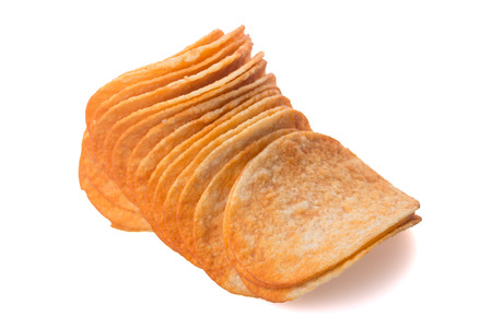 Pile of potato chipsの写真素材