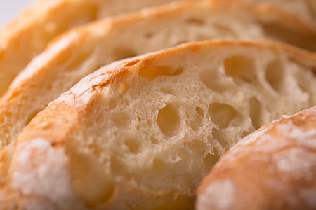 Sliced white bread close up shot
