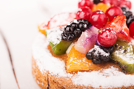 Traditional French dessert with fruits and berriesの写真素材