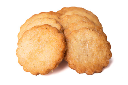 Biscuits sprinkled with sugar isolated on white backgroundの写真素材