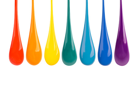 Ð¡olorful paint dripping down (isolated on white)の写真素材