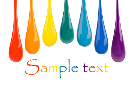 Ð¡olorful paint dripping down (isolated on white)の写真素材