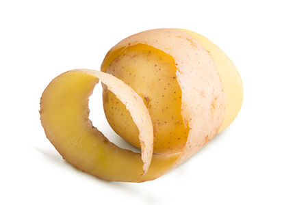 Raw potato isolated on a white backgroundの写真素材