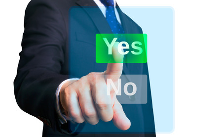 Business person working with modern virtual technology (people icons)の写真素材