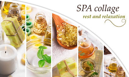 Collage from different photoes of SPA (green colors)の写真素材
