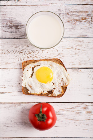 Country lunch on the rustic wood tableの写真素材