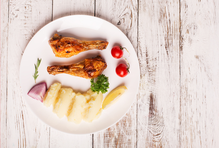 Mushed potato and chickenの写真素材