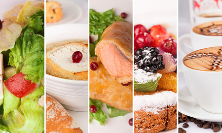 Collage from photos of lunch dishesの写真素材