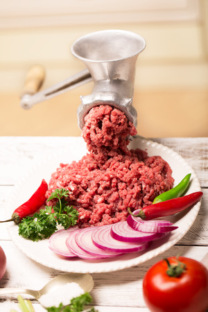 Forcemeat and vegetables on the plate (rustic style)