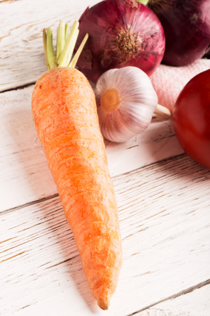 Fresh vegetables on the wooden table (rustik style)の写真素材