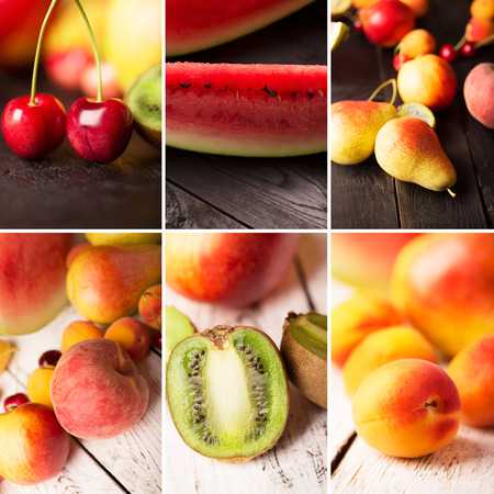 Food collage from photos of tasty fruitsの写真素材