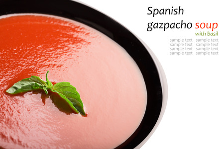 Spanish tomato gazpacho soup isolated on whiteの写真素材