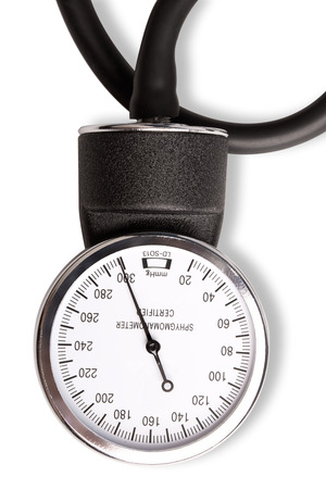 Sphygmomanometer for blood pressure measurement isolated on white backgroundの写真素材
