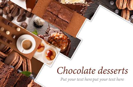 Collage from photos of chocolate desserts and sweetsの写真素材