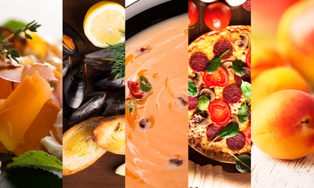 Collage form photos of natural food (close up shots)の写真素材