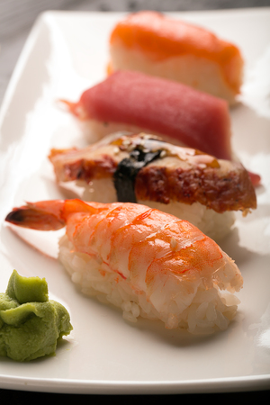 Traditional japanese sushi with fish and riceの写真素材