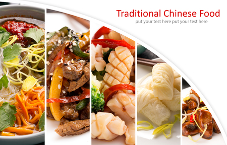 Traditional chinese food. Photo collage with chinese cuisineの写真素材