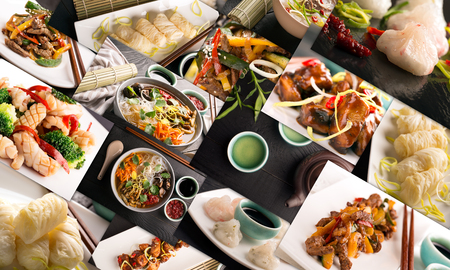 Traditional chinese food. Photo collage with chinese cuisineの写真素材