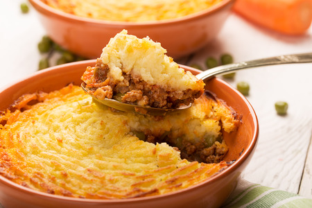 Shepherd's pie with potato, meat and vegetablesの写真素材
