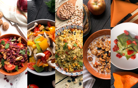 Natural food. Photo collage of vegetarian foodの写真素材