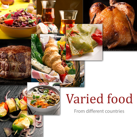 Cuisine of different countries. Various dishes prepared from meat and vegetablesの写真素材