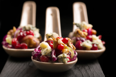 Vegetable salad of cabbage with walnuts and cheeseの写真素材