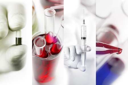 Medical photo collage (laboratory tests and infection)の写真素材