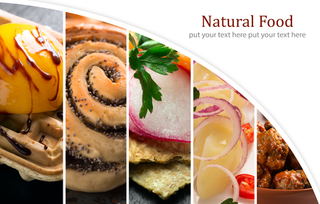 Natural food. Photo collage. Vegetables and meatの写真素材