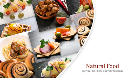 Natural food. Photo collage. Vegetables and meatの写真素材