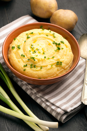 Irish mashed potatoes (Champ) with butter and chivesの写真素材