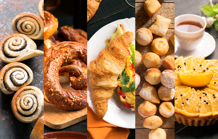 Bread and sweets from different cuisine (collage)の写真素材