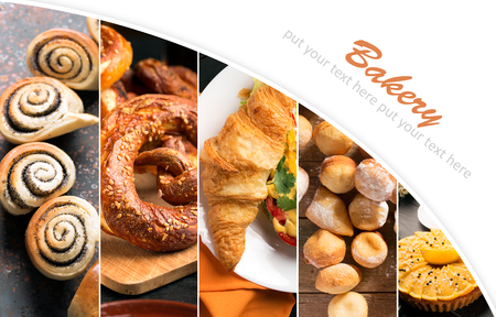 Bread and sweets from different cuisine (collage)の写真素材