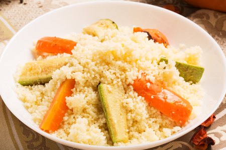 Healthy vegetarian couscous dish with vegetables. Moroccan cuisineの写真素材