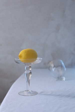 Single lemon on white backgroundの写真素材