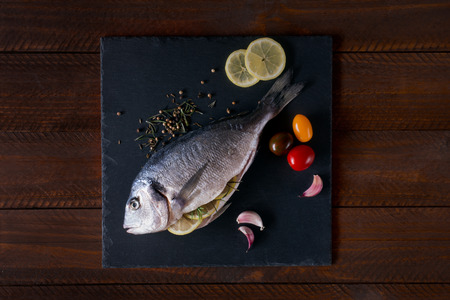 Mediterranean fish - dorado and vegetablesの写真素材