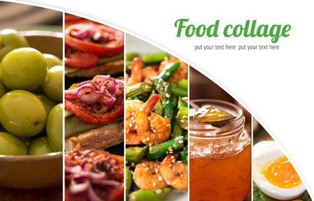 Collage from different pictures of tasty foodの写真素材