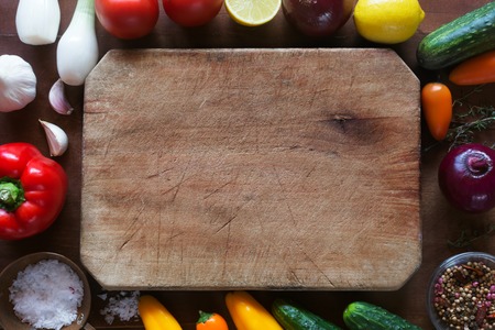 Organic food background. Vegetables on the table. Horizontal orientationの写真素材