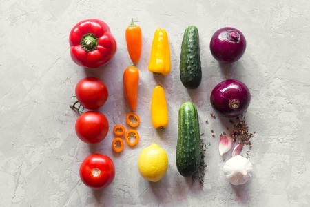 Organic food background. Vegetables on the tableの写真素材